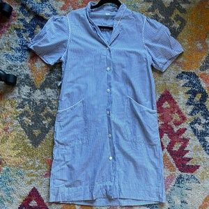 Vintage Italian shirt dress, blue and white striped